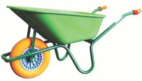 Kruiwagen 100L - PP bak - oranje volle band - semi-pro - PP velg - rollager