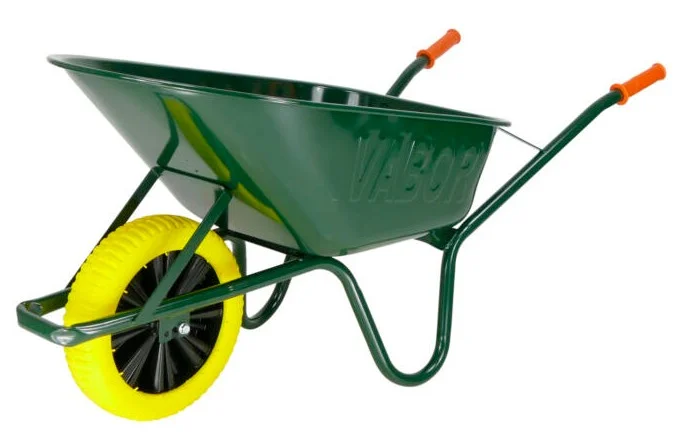 Kruiwagen 90L - groen - gele volle band - iCore - PP velg - rollager