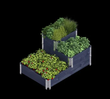 Moestuinbak in trapvorm zwart 80x30/80x60/120x80x20cm