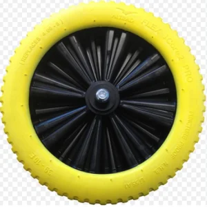 Kruiwagen 80L, verzinkt, Gele volle band - iCore - PP velg - rollager