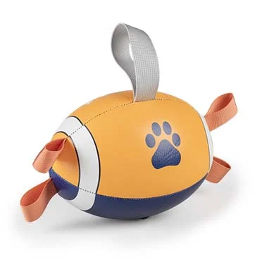 Rugbybal met pomp 20x13cm oranje/blauw