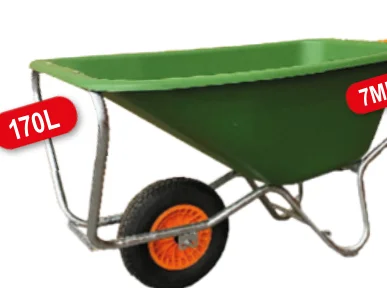 kruiwagen landbouw 170L - 1 wiel - 2Ply luchtband - binnenband - stalen velg - rollager